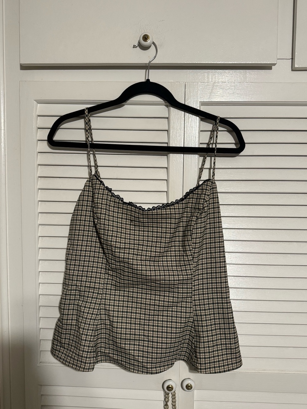Reformation Black & Cream Check Cami